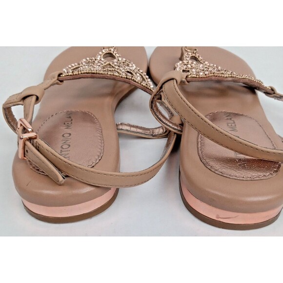 ANTONIO MELANI Tan Sandals with Gold Accents - Picture 15 of 15